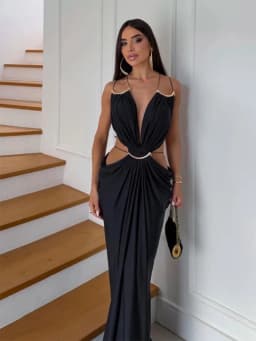 Sexy Backless Party Women's Dress Sleeveless V-neck Slim Maxi Female Vestidos 2026 Fashion Pleated Hollow Out Evening Lady Robe
