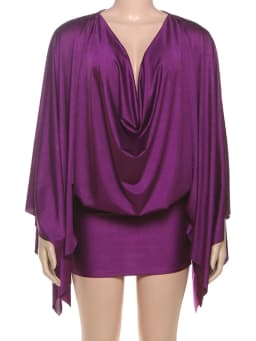 Kliou Sexy Fashion Dress Woman Autumn New Style Swing Collar Batwing Sleeve Skinny Peach Hip Midnight Club Party Mini Bodycon