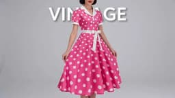 Women's Vintage Polka Dot Summer Dress Short Sleeve V-Neck A-Line Casual Party Robe Femme Pin up Style