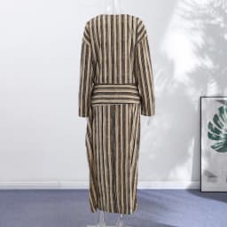 Striped Women's Dress Deep V Long Sleeve Dress Waist Belt Dress Daily Fashion Wear Casual Loose Fit 2026 Collection