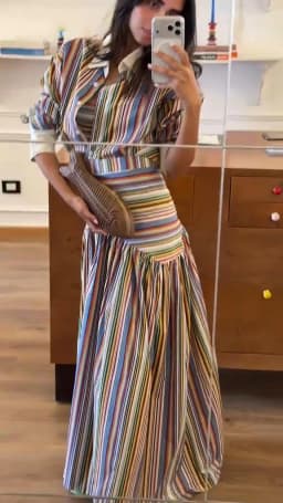 Striped Women's Dress Deep V Long Sleeve Dress Waist Belt Dress Daily Fashion Wear Casual Loose Fit 2026 Collection
