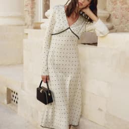 Talenza Women Polka Dot Dress Fashion Satin Print Contrast V-Neck High-Waisted New Dress Summer Elegant Female Party Dress 2026