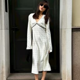 Talenza Women Polka Dot Dress Fashion Satin Print Contrast V-Neck High-Waisted New Dress Summer Elegant Female Party Dress 2026