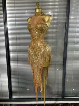 White Golden Color Women Sexy Off the Shoulder Shining Sequins Beading Bodycon Mid-calf Dress Birthday Photoshoot Stage Wear