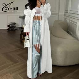 Oymimi Fashion Black Lace-Up Dresses 2025 Woman Elegant Square Neck Long Sleeve Dresses Casual High Waisted Ankle-Length Dress