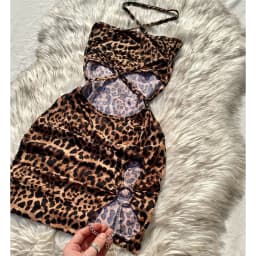 Elegant And Fashionable Women's Sexy Leopard Print Mini Dress Strapless Sleeveless Hollow Bag Hip Sexy Summer Holiday Dress