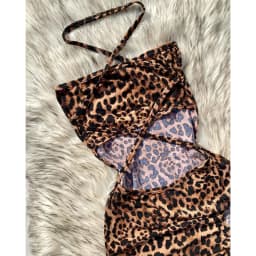 Elegant And Fashionable Women's Sexy Leopard Print Mini Dress Strapless Sleeveless Hollow Bag Hip Sexy Summer Holiday Dress