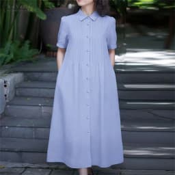 ZANZEA Women 2026 Summer Dress Elegant OL Work Midi Dresses Casual Short Sleeve Buttons Up Sundress Solid Pleated Vestidos Robe