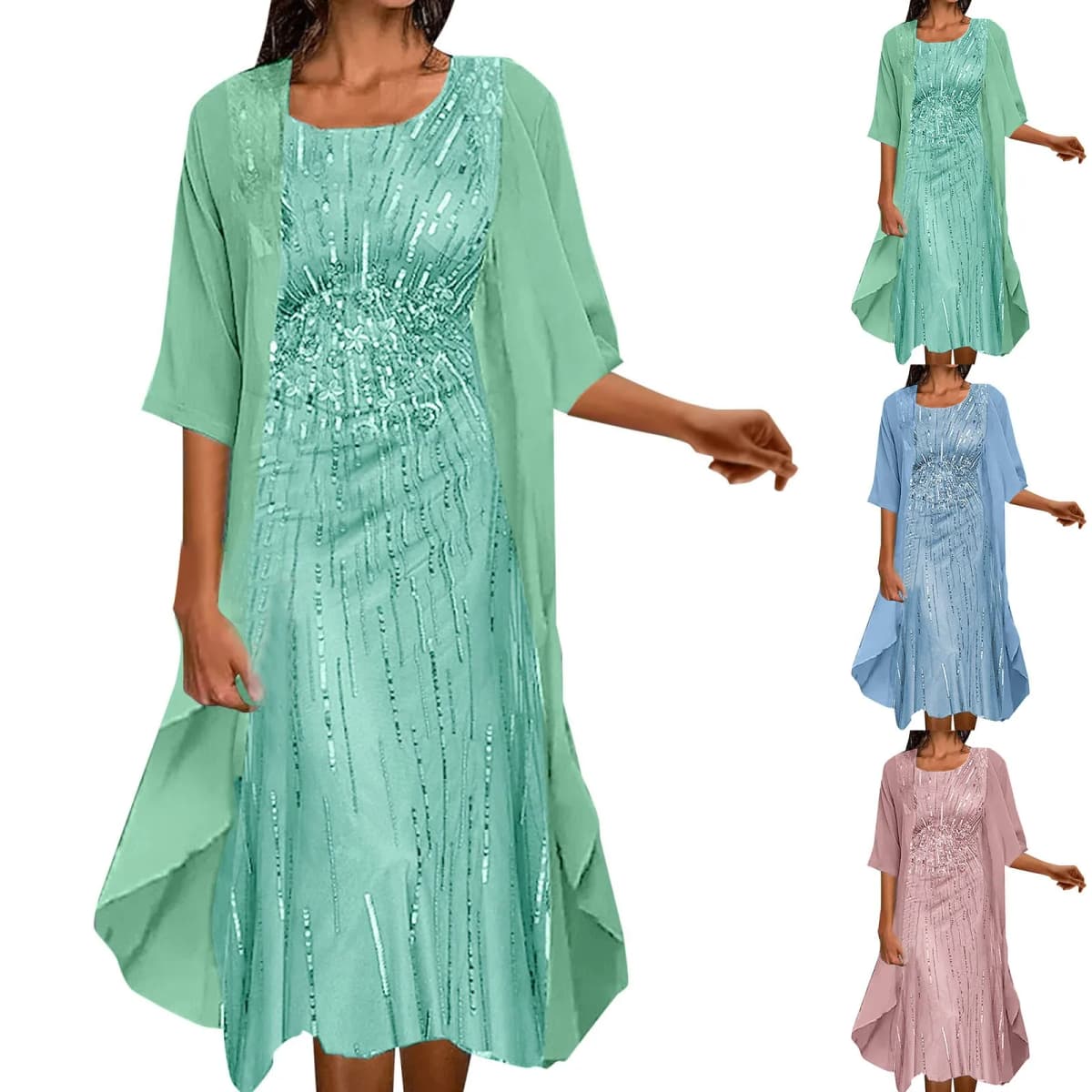 Elegant Long Dresses For Women Party Cocktail Dress Sleeveless Vintage Dress And Tulle Cardigan Two Piece Set Summer Outfits