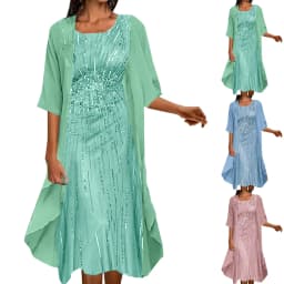 Elegant Long Dresses For Women Party Cocktail Dress Sleeveless Vintage Dress And Tulle Cardigan Two Piece Set Summer Outfits
