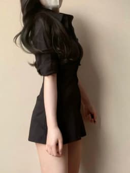 Sexy Mid-Length Shirt Dress Women's Early Autumn New Small Design Sensual Pleated Slimming Korean Style Commute A-Line Dress