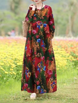 Vintage Floral Dress Woman 2025 ZANZEA Autumn Bohemian Long Dresses Casual Long Sleeve Maxi Vestidos Loose Robe Femme Oversize