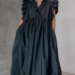 Elegant Women's Pleated Dress A-line Loose Ruffle Sleeveless Summer Casual Vintage Fashion V-Neck Summer Dress for Female