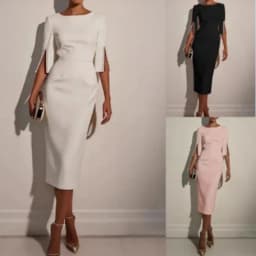 2025 Dress for Women Fashion Comfortable Office Solid Color Commuter Bead Slim and Elegant Evening Party Dress