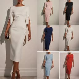 2025 Dress for Women Fashion Comfortable Office Solid Color Commuter Bead Slim and Elegant Evening Party Dress