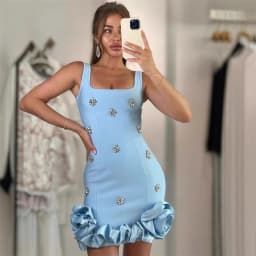 Women Sexy Ruffles Summer Clothing 2025 New Sleeveless Bandage Dress Club Party Mini Dresses