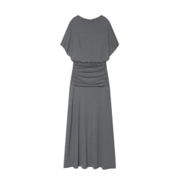 Fashionable Long Midi Dress Summer 2026 Women's Versatile High Waist Pleated Dress Commute Style Short Sleeve round Neck Dress