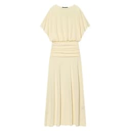 Fashionable Long Midi Dress Summer 2026 Women's Versatile High Waist Pleated Dress Commute Style Short Sleeve round Neck Dress