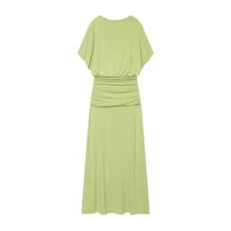 Fashionable Long Midi Dress Summer 2026 Women's Versatile High Waist Pleated Dress Commute Style Short Sleeve round Neck Dress