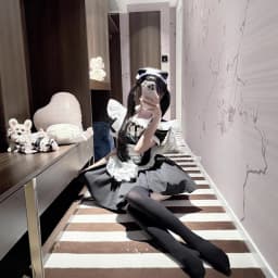Large Size Maid Uniforms Women's Dress Knot Japanese Anime COSPLAY Courtyard Style Loose Waist Knitted Dress