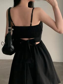 Chic Summer Knot Tie Pleated Flower Bud Strap Dr Girl's Feel High Waist Korean Sle No Sve Polyester Fiber