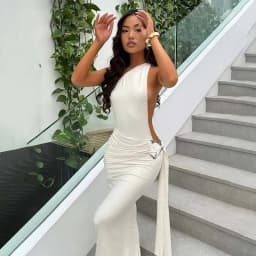 Townlike Ribbon Slim Bodycon Maxi Long Dress Women One Shoulder 2025 Summer Dress Backless Evening Nightclub Sexy Party Dresses
