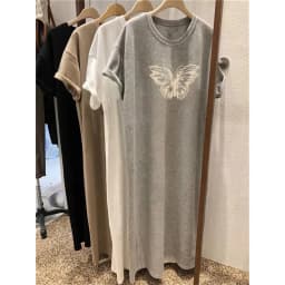 Summer Short Sleeved Dress Women's Korean Ins Butterfly Print Oversized Loose Round Neck Dress