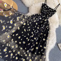 YuooMuoo Women Dress 2026 New Korean Fashion Floral Print Spaghetti Straps Mesh Party Dress Vacation Style Lady Beach Vestidos