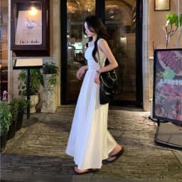 French Style White Suspender Dress Woman Korean Chic Drawstring High Waist Long Dresses Summer Sleeveless Square Collar Dress