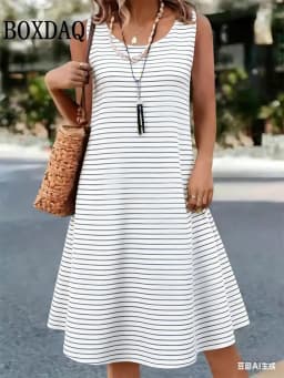 Summer Hot Sale Polka Dot Sleeveless Dress Elegant Women's Fashion 3D Print Mini Dress Casual Round Neck Loose Women's Clothing