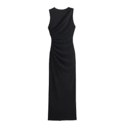 BSAY Women Fashion Summer New White Pleated Back Zip Sleeveless Crewneck Vest Long Dress Chic Female Elegant Evening