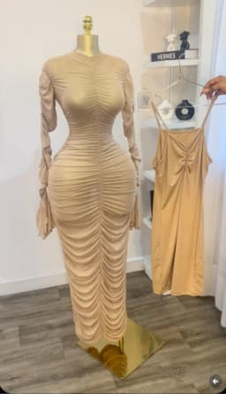 CM.YAYA Women Flare Long Sleeve Stacked Ruched Mesh See Though with Tank Dress Maxi Long Dress 2025 Birthday Sexy Party Dresses