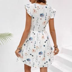 Summer Elegant Lace Mini Dress Women 2025 Fashion Sleevelesss A-line Floral Print V-neck Short Dresses Casual