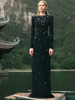 TOP QUALITY Newest 2026 Designer Fashion Women's Rhinestone Diamonds Beaded Long Maxi Dress