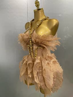 Sexy Shining Gold Crystal Transparent Wings Mini Dress 2025 Women Birthday Party Bar Nightclub Singer Stage Performance Costume