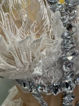 Sexy Shining Gold Crystal Transparent Wings Mini Dress 2025 Women Birthday Party Bar Nightclub Singer Stage Performance Costume