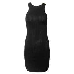 Sexy Stripes Thread Knitting Slim Bodycon Dress Women Sleeveless Solid Color Skinny Mini Dress Elegant Club Party Vestidos