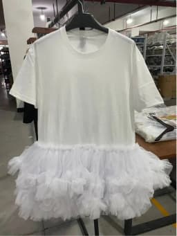 [EWQ] Fashion Streetwear Ball Gown Dress Solid Colors Spliced Irregular Mesh Loose Women Dresses 2025 Summer New Tide 16O6549