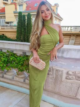 Mozision Halter Strapless Sexy Maxi Dress For Women Fashion Green Off-shoulder Backless Sleeveless Bodycon Elegant Long Dress