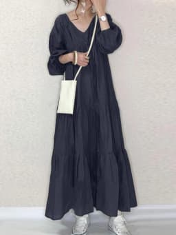 ZANZEA Vintage Ruffle Dress Women's Spring Sundress Casual Puff Sleeve Maxi Vestidos Female V Neck Robe Elegant Long Dresses