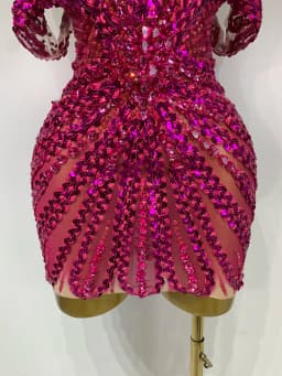 Women Sexy Sparkly Rhinestones Sequins Off The Shoulder Mesh Mini Dress Birthday Party Nightclub Dancer Stage PhotoShoot Costume