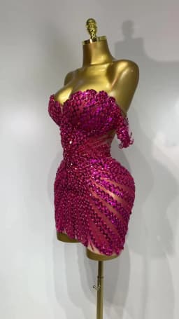 Women Sexy Sparkly Rhinestones Sequins Off The Shoulder Mesh Mini Dress Birthday Party Nightclub Dancer Stage PhotoShoot Costume