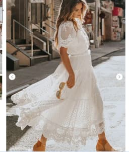 Women's Dress White Hollow Out Cotton Sundress Lace Sleeveless Long Splicing Summer Party Elegant Evening Woman Skirt Clothing