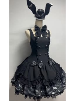 Gothic Lolita Harajuku Subculture Striped Puff Sleeve Bow Lace Mini Dress Women Y2k Double Breasted Casual Party Outfit New 2026