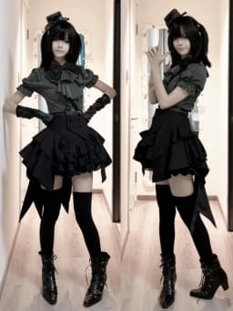 Gothic Lolita Harajuku Subculture Striped Puff Sleeve Bow Lace Mini Dress Women Y2k Double Breasted Casual Party Outfit New 2026