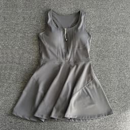 Tennis Skirt Casual Half Zipper Sports Fitness Dress Anti-Running High Waist Slim Golf Yoga Dress
