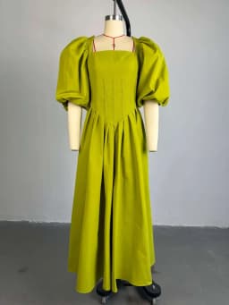CM.YAYA Women Long Lantern Sleeve Square Collar Big Swing Long Maxi Dress 2024 Fall Birthday Sexy Party Evening Dresses Vestidos