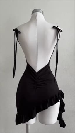 Sleeveless Backless Ruffles Mini Dress Women Summer Y2K Lace Up Black Bodycon Dresses Party Club Streetwear 2025 New Sundress