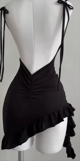 Sleeveless Backless Ruffles Mini Dress Women Summer Y2K Lace Up Black Bodycon Dresses Party Club Streetwear 2025 New Sundress