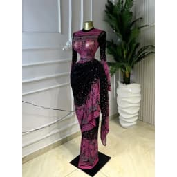 CM.YAYA Women Tie Dye Printed Stacked Ruched Long Sleeve Midi Bodycon Maxi Long Dress Birthday Party Education Trendy Dresses